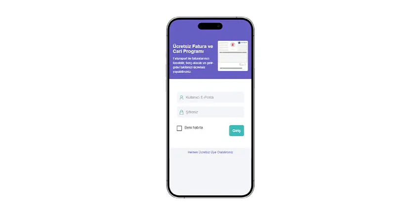 Faturaport v1 mobil ekran 1