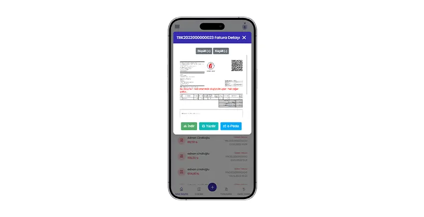 Faturaport v2 mobil ekran 2
