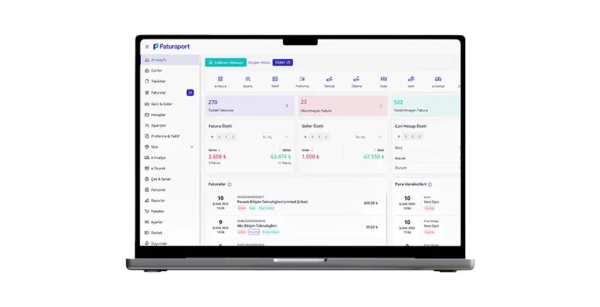 Faturaport v3 web ekran 1